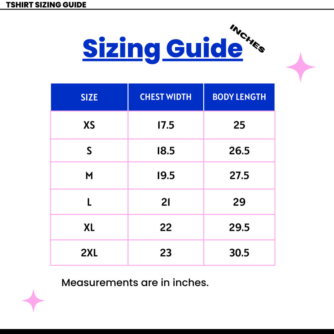 sizing chart (inches)